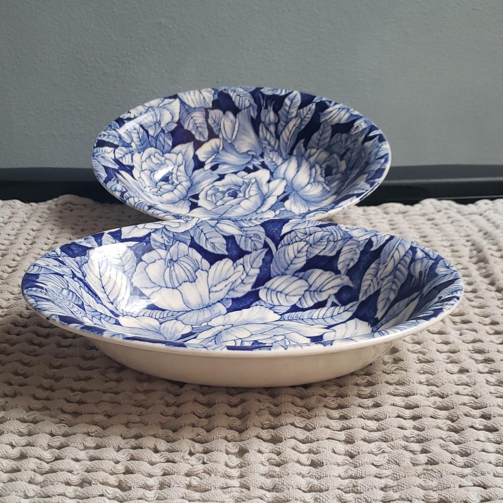 Blue and White Floral Bowls